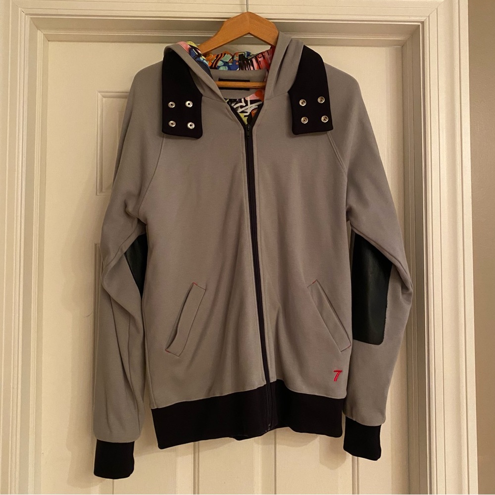 Anglero NY Reversible men's graffiti print hoodie in GRAY Size M